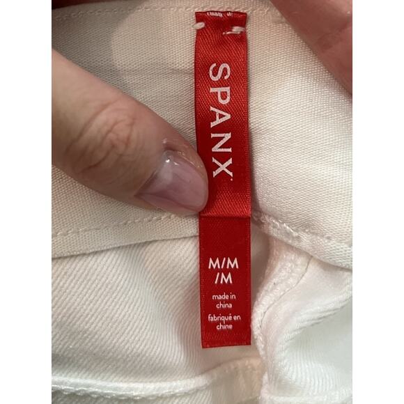 Spanx White Wide Leg Denim Pull On Women's Pants Size M Silver Lining - Picture 4 of 5